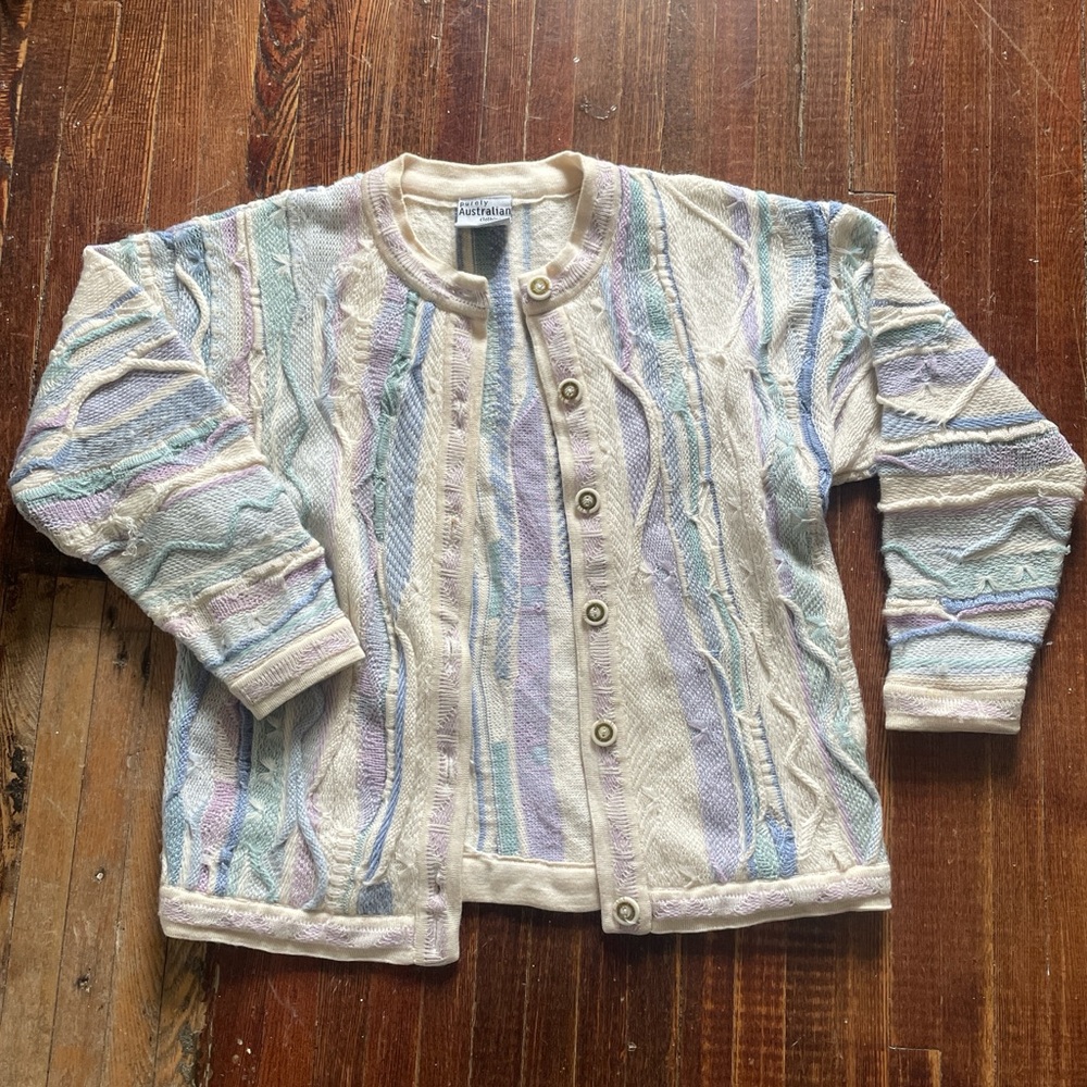 Purely Australian Coogi-Style Wool Cardigan XS
